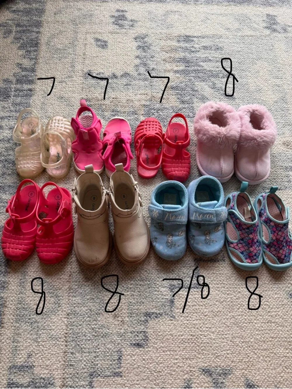 Cat & Jack Pink, Blue and Cream Kids Shoe Bundle